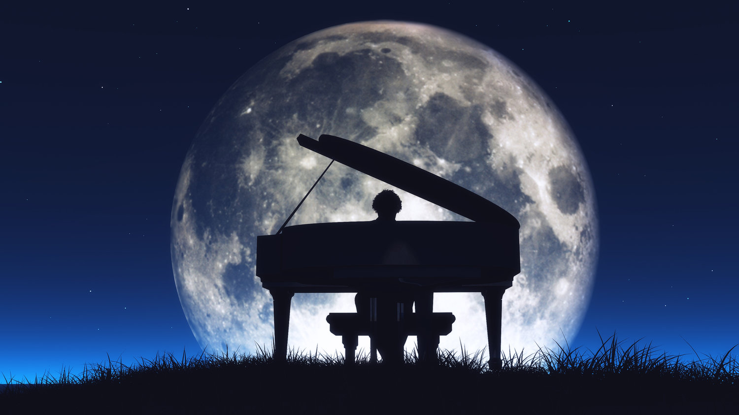 Silhouette of a  man playing the piano